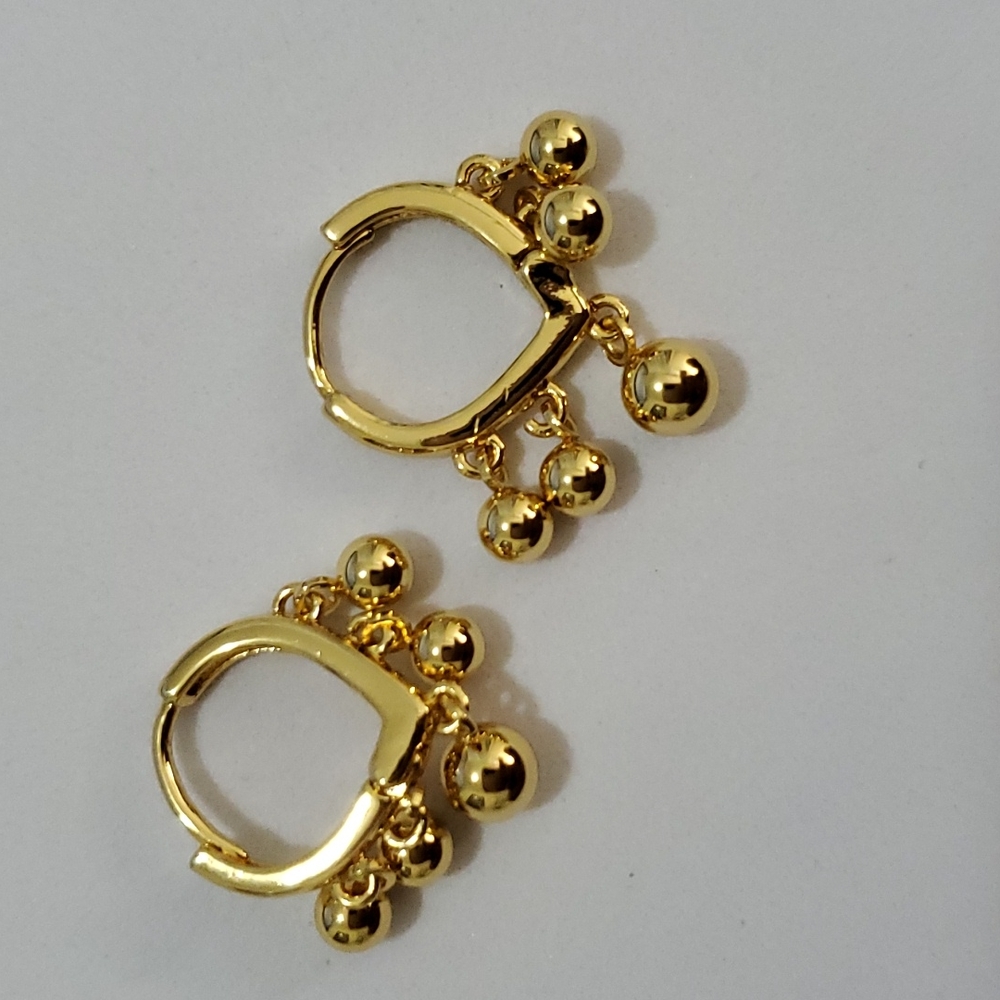18K Gold Plated Stainless Steel Bead Women's Girl Earrings